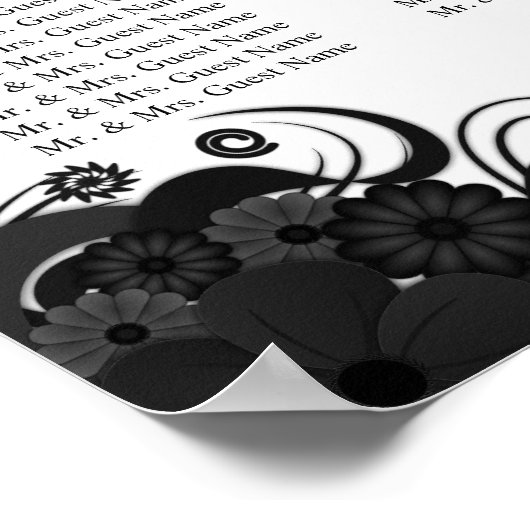 Zwarte en witte 12-weduwentabellen Zitplaatsen Poster (Hoek)