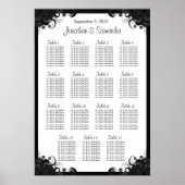 Zwarte en witte 15-weddenschappen Zittingskaarten Poster (Voorkant)