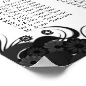 Zwarte en witte 16-weddenschappen Zittingskaarten Poster (Hoek)