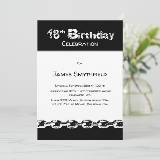 Zwarte en Witte 18e verjaardag Kaart (Staand voorkant)