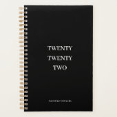 Zwarte en witte 2022-productiviteitsplanner planner (Voorkant)