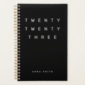 Zwarte en Witte 2023 Weekly Maandelijkse Productiv Planner (Voorkant)