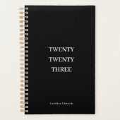 Zwarte en Witte 2023 Weekly Maandelijkse Productiv Planner (Voorkant)