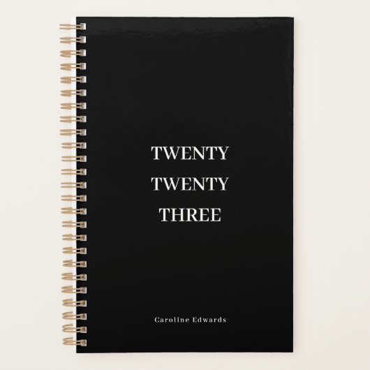 Zwarte en Witte 2023 Weekly Maandelijkse Productiv Planner (Voorkant)