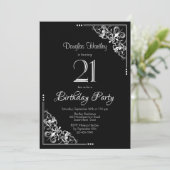 Zwarte en Witte 21ste verjaardag Kaart (Staand voorkant)