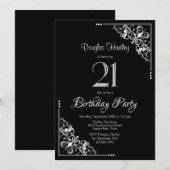 Zwarte en Witte 21ste verjaardag Kaart (Voorkant / Achterkant)