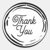 Zwarte en Witte 2D Partij Dank u Ronde Sticker (Voorkant)