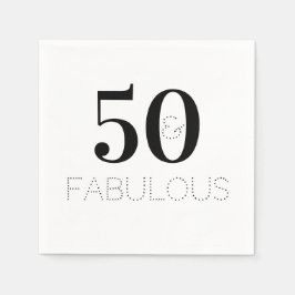 Zwarte en witte 50 en Fabulous Text Birthday Servet