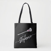 Zwarte en Witte Aangepaste naam LAX Lacrosse Tot Tote Bag (Voorkant)