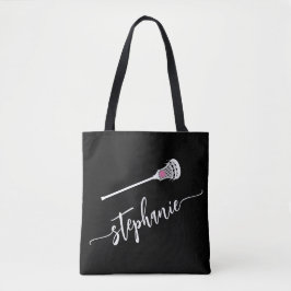 Zwarte en Witte Aangepaste naam LAX Lacrosse Tot Tote Bag