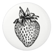 Zwarte en Witte aardbeiendrager Makreon Keramische Knop (Voorkant)