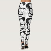 Zwarte en witte Abraham Lincoln Caricature Leggings (Achterkant)