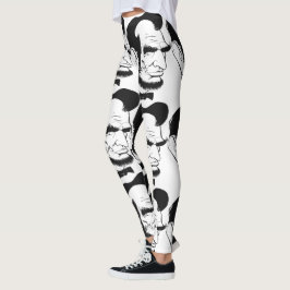 Zwarte en witte Abraham Lincoln Caricature Leggings