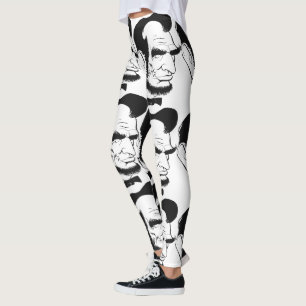 Zwarte en witte Abraham Lincoln Caricature Leggings