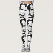 Zwarte en witte Abraham Lincoln Caricature Leggings (Voorkant)