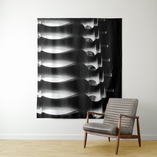 Zwarte en witte Abstracte architectuur Wandkleed (In situ)