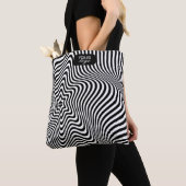 Zwarte en witte abstracte canvas tas (Dichtbij)