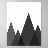 Zwarte en witte abstracte geometrische bergen kuns