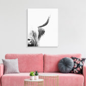 Zwarte en Witte Abstracte Hoogland Koe Canvas Afdruk (Insitu (Woonkamer))