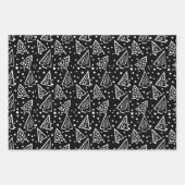 Zwarte en witte abstracte kerstbomen inpakpapier vel (Voorkant 2)