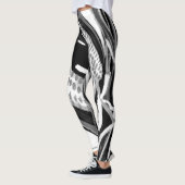 Zwarte en witte Abstracte Leggings met hoge golfle (Links)