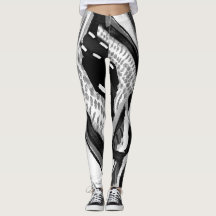 Zwarte en witte Abstracte Leggings met hoge golfle