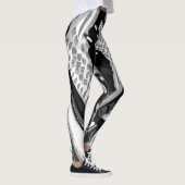 Zwarte en witte Abstracte Leggings met hoge golfle (Rechts)