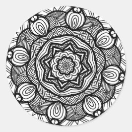Zwarte en witte Abstracte ronde Mandala Stickers