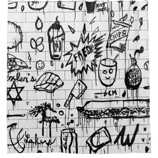 ZWARTE EN WITTE ABSTRACTE SCHIJVEN DOUCHEGORDIJN (Voorkant)