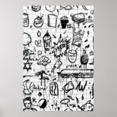 ZWARTE EN WITTE ABSTRACTE SCHIJVEN POSTER (Voorkant)