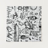 ZWARTE EN WITTE ABSTRACTE SCHIJVEN WANDKLEED (Voorkant (horizontaal))