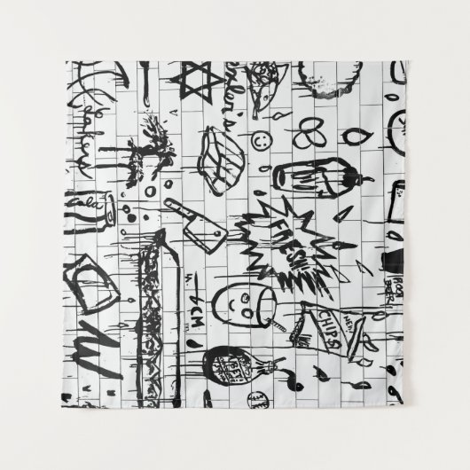 ZWARTE EN WITTE ABSTRACTE SCHIJVEN WANDKLEED (Voorkant (horizontaal))