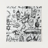 ZWARTE EN WITTE ABSTRACTE SCHIJVEN WANDKLEED (Voorkant)