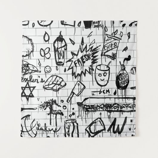 ZWARTE EN WITTE ABSTRACTE SCHIJVEN WANDKLEED (Voorkant)