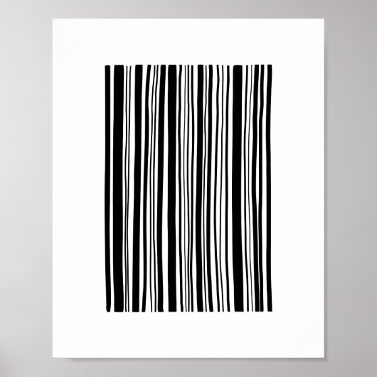 Zwarte en witte abstracte streepjescode. Moderne l Poster (Voorkant)