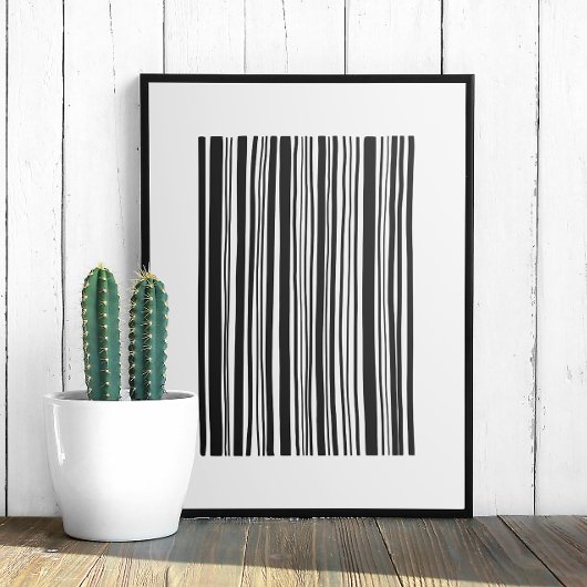 Zwarte en witte abstracte streepjescode. Moderne l Poster