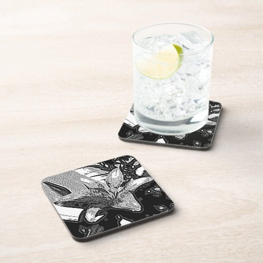 zwarte en witte abstracte vormen moderne bier onderzetter (Rechterzijde)