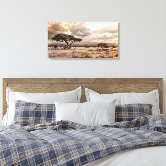 Zwarte en witte acia op de Afrikaanse Savanna Canvas Afdruk (Insitu (Slaapkamer))