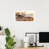 Zwarte en witte acia op de Afrikaanse Savanna Post Poster (Thuiskantoor)