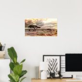 Zwarte en witte acia op de Afrikaanse Savanna Poster (Thuiskantoor)