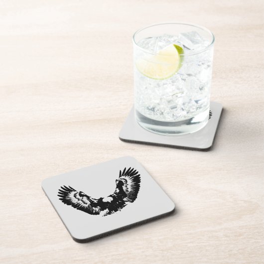 Zwarte en witte adelaar bier onderzetter (Rechterzijde)