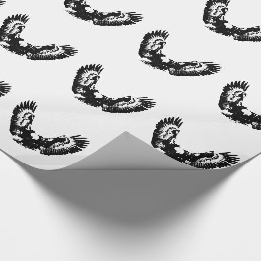 Zwarte en witte adelaar cadeaupapier (Hoek)