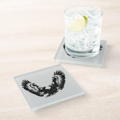 Zwarte en witte adelaar glazen onderzetter (Schuin)