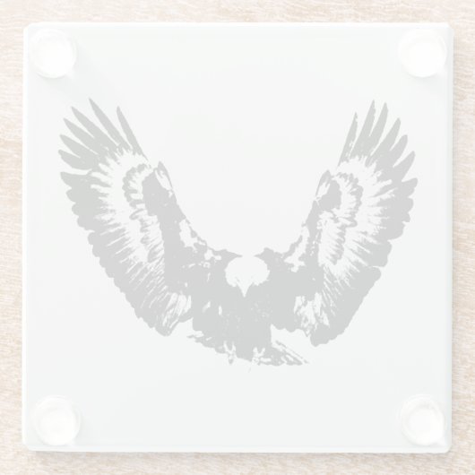 Zwarte en witte adelaar glazen onderzetter (Achterkant)