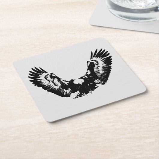 Zwarte en witte adelaar kartonnen onderzetters (Schuin)
