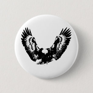 Zwarte en witte adelaar ronde button 5,7 cm