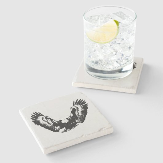 Zwarte en witte adelaar stenen onderzetter (Zijkant)