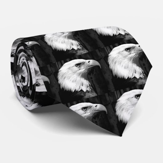 Zwarte en witte adelaar stropdas (Opgerold)