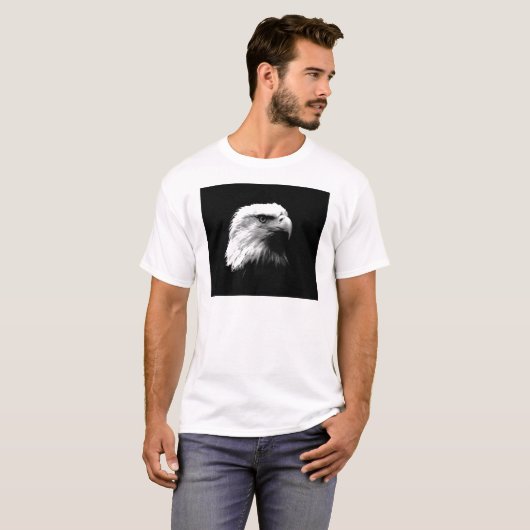 Zwarte en witte adelaar t-shirt (Voorkant volledig)