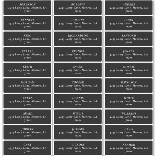 ZWARTE EN WITTE ADRESETIKETTEN STICKER (Voorkant)